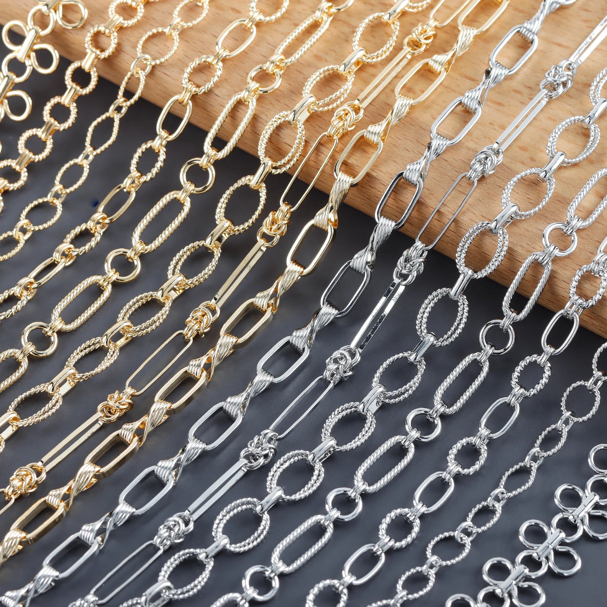 C214  1m/lot Wholesale Diy Chainpass REACHnickel Free18k Gold Rhodium Platedcoppercharmbracelet Necklacejewelry Making
