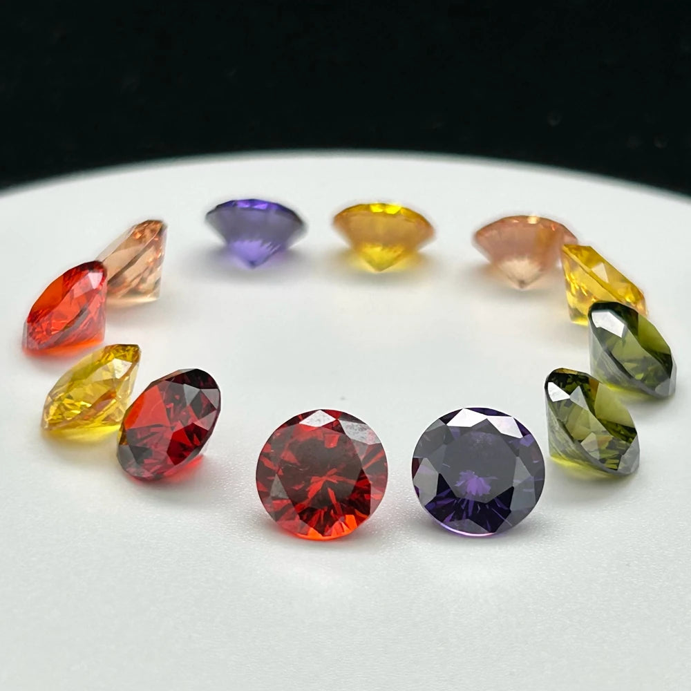 HQ GEMS 3-12mm 5A Quality Machine Cut Stone Brilliant Cut  White Cubic Zirconia Loose Gemstone Zircon Price Per Carat