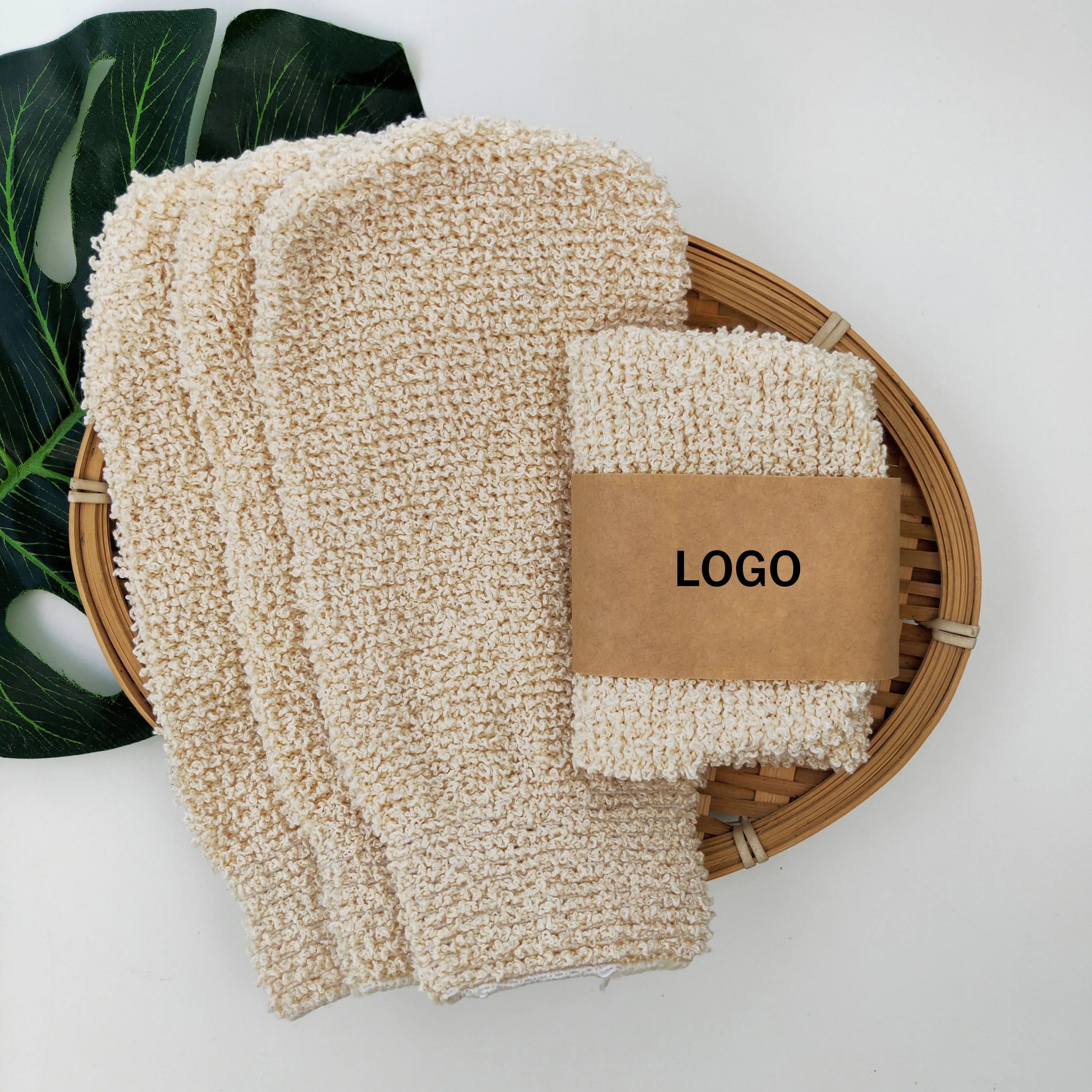 Eco-Friendly Natural Reusable Jute Exfoliating Bath Gloves with Comfortable Touch for Body Care