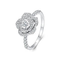Wholesale 925 Sterling Silver Luxury Flower Ring Delicate Clear Rose Ring Pave Setting CZ for Women Fine Jewelry Gift BSR449