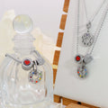 Factory Outlet High Quality Color Turntable Necklace Red Bead Bracelet Charm Stainless Steel Jewelry Inlaid Zircon Rose Set