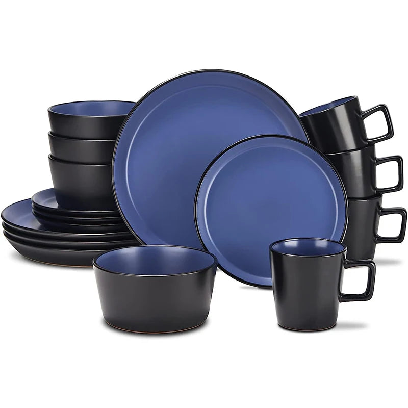 Tableware Color Glaze Black and Blue Glazed Housewares Can Be Customized Color Box Porcelain Dinnerware Set