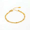 High End 18k Gold Plated Stainless Double Layer Bead Chain Small Cute Bracelet for Women Wholesale Fashion Jewelry