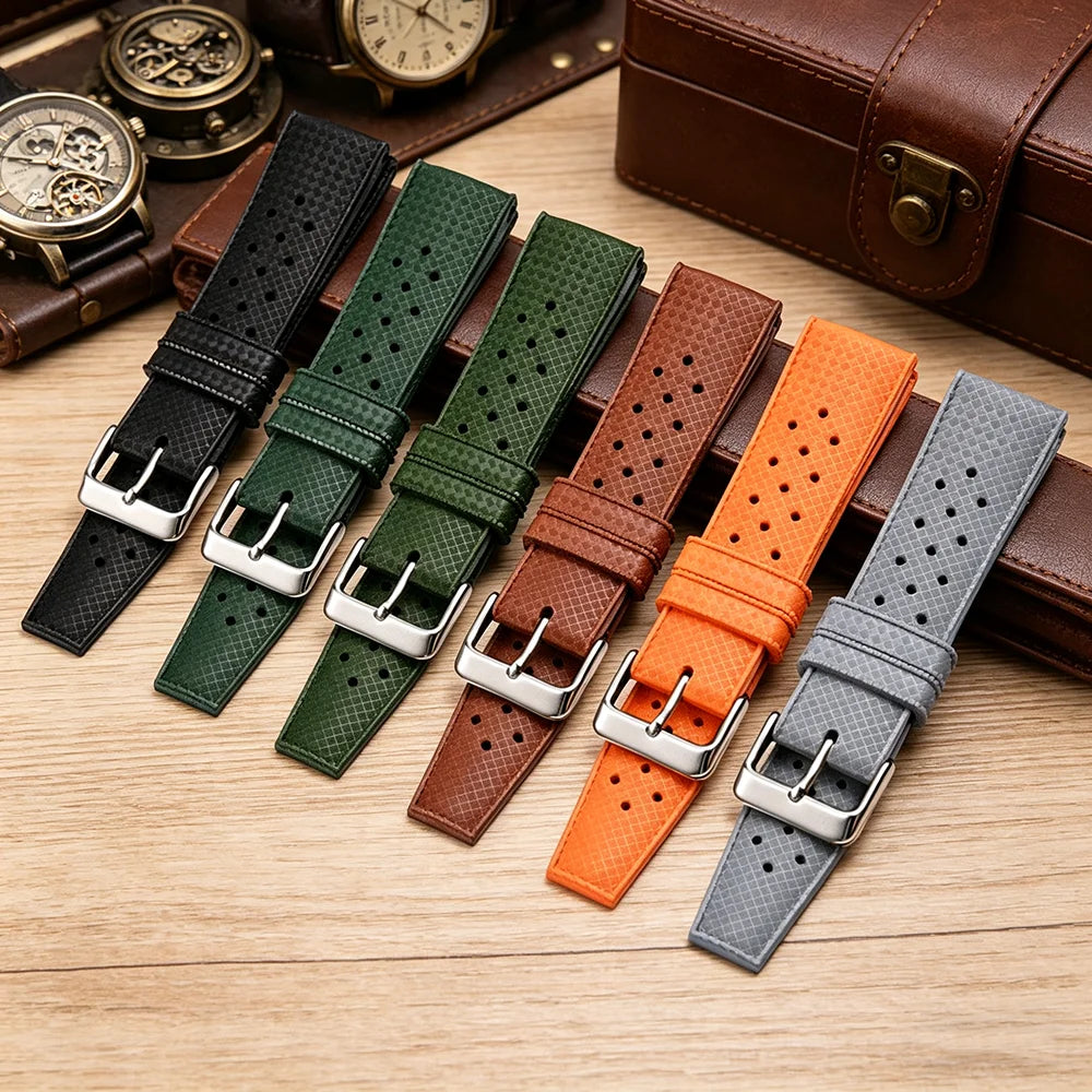 Quick Release Premium Grade 20mm 22mm FKM Rubber Watch Band Diver Waterproof Wrist Bracelet Tropical Rally Rubber Watch Strap