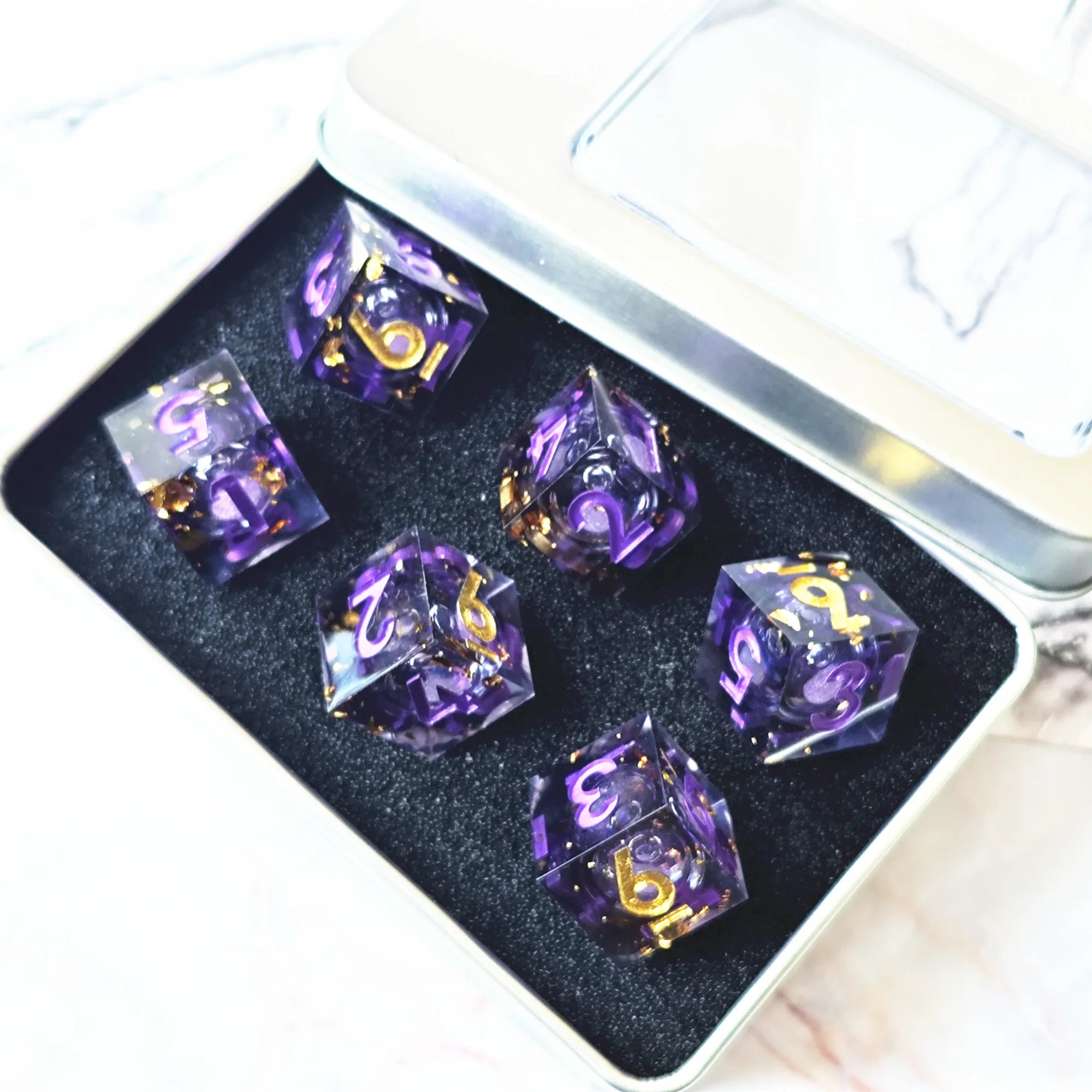MINI PLANET Liquid Core 16mm 6pcs D6 Dice Handmade Polyhedral DND 6 Sided Dice Set RPG Board Game Custom Wholesale Resin D6 Dice