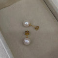 7.5-8 MM Akoya AU750 Real Solid 18k Gold Stud Earrings Seasalt Akoya Perfect Round Sea Salt Pearl Earrings-AAA High Luster