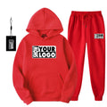 High Quality Custom Logo Breathable Solid Cotton Fleece Sweatpants Hoodie Set Unisex Outdoor Running Casual 2-Piece Jogging Set