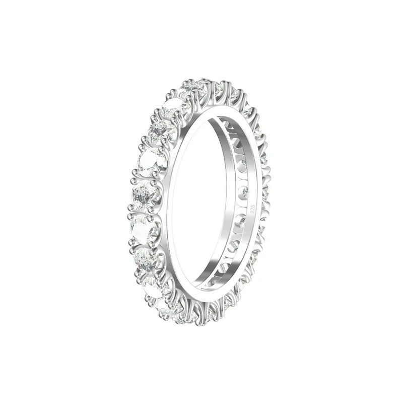 Bling Bling 3mm Cubic Zircon 925 Sterling Silver Eternity Ring