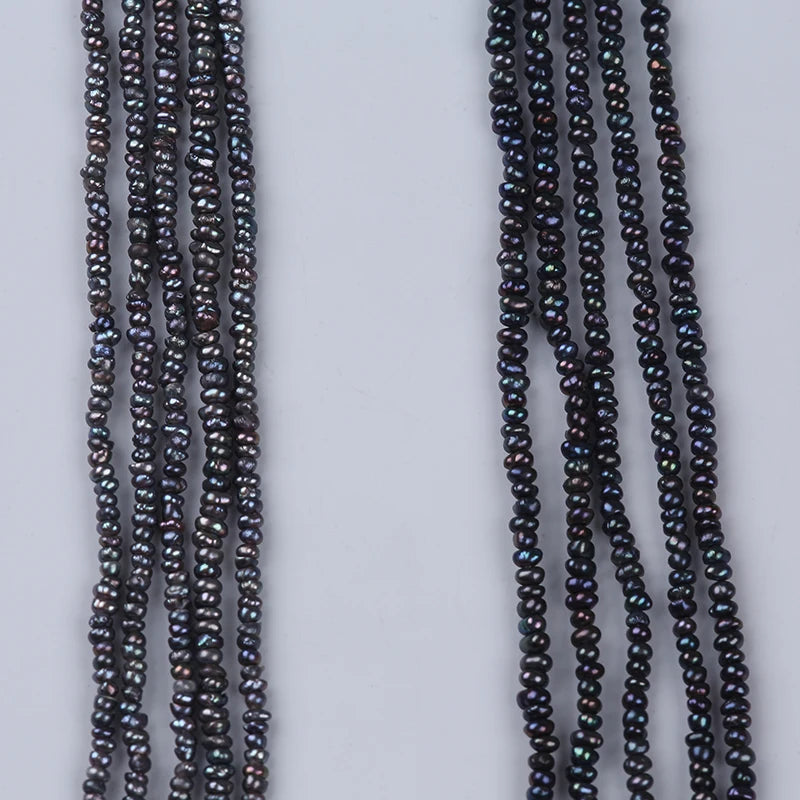 Black Color Tiny Size 2.5-3mm Button Shape Freshwater Pearl Loose Strands