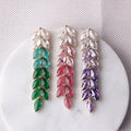 Wholesale Vintage Gold Plated Brass Zircon Leaf-Shaped Simple Statement Drop Earrings for Women Hoop Earrings for Gift Occasions