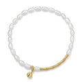 14k 18k Gold Plated Bamboo Chain Cultured Freshwater Pearl Bracelet 925 Sterling Silver Fine Jewelry Bracelets for Women
