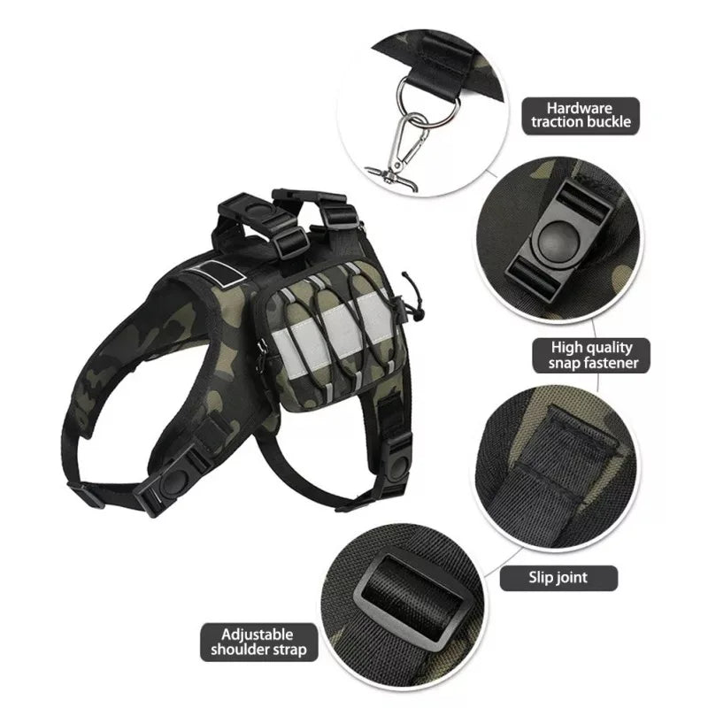 Kangdarpet Nylon Dog Harness Backpack Pet Training Vest with Self Carry Backpack Dog Harness