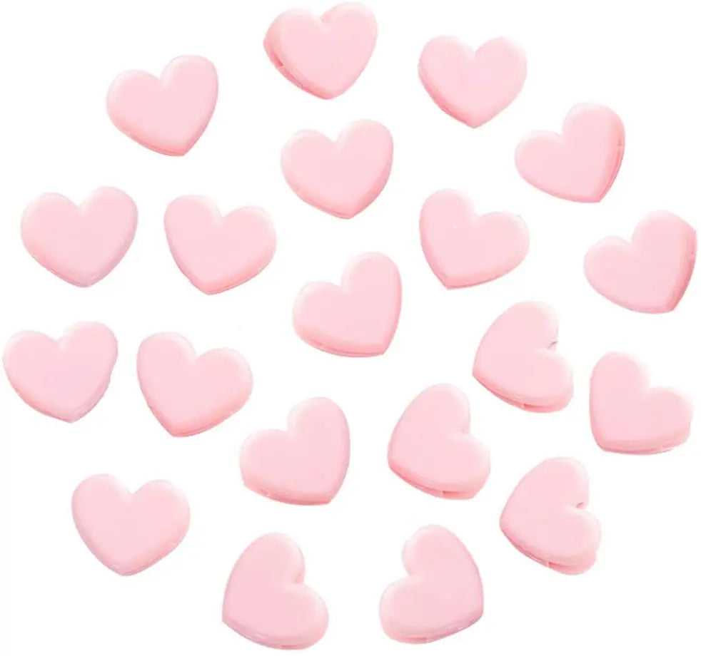 The 20pcs Cute pink Heart Shape Memo Clipsplastic Binder Clips for Officestationery Supplies