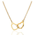 14k Real Gold Open Heart Necklaces Stainless Steel Clavicle Chain Heart-to-heart Interlocking Necklace Jewelry