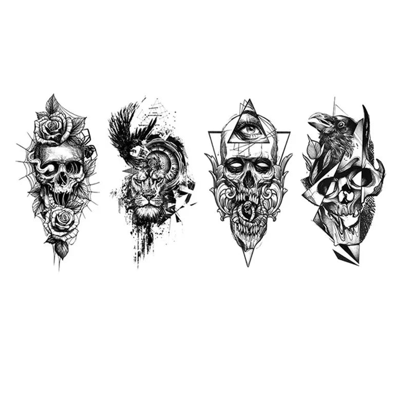 New Arrivals Permanent Tattoo Sticker Skull Rose Horror Hand Tattoo Sticker Equinox Flower 3D Forearm Half Sleeve