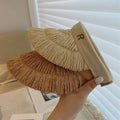 Vintage Breathable Tassel Straw Sun Hat Raffia Grass Ribbon-for Beach Vacation Outdoor Activities Parties Fishing Travel Cycling