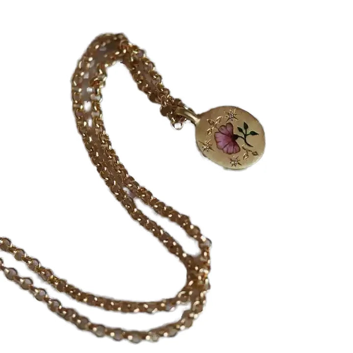 Luxury Handmade Stainless Steel Necklace Flower Heart Design Cute Painted Minority Zircon Claw Setting Link Weddings Parties