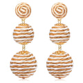 Handmade Bohemian Boho Beach Raffia Balls Beads Pendant Drop Earrings Women Ball Dress Party Jewelry Earring
