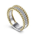 CAOSHI Custom Vintage Style Full Paved Round Imitated Diamond Two Tone Plated Band Rings for Women Wedding Engagement CZ Rings