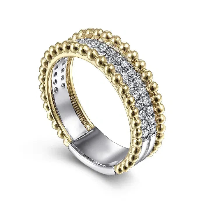 CAOSHI Custom Vintage Style Full Paved Round Imitated Diamond Two Tone Plated Band Rings for Women Wedding Engagement CZ Rings