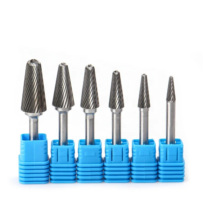 Carbide Rotary Burr Taper Tungsten Steel Grinding Head Tip Single Cross Double groove LX L0822 1025M06