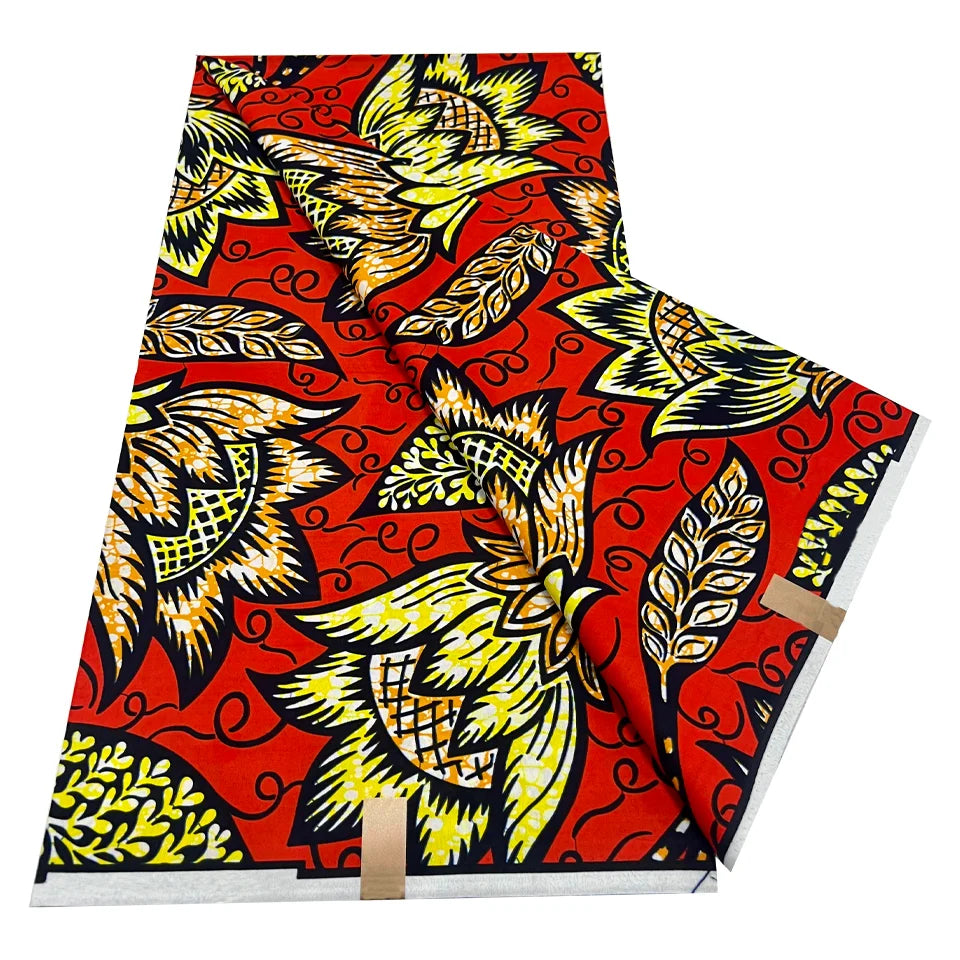 Wholesale Super Print Wax Flower Design Cotton Africain Fabrics Wax Batik Pagne Ankara Fabric African Wax for Sewing Dress