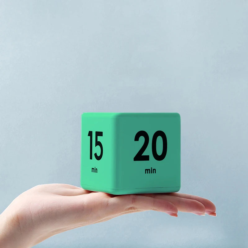 Green Digital Desk Pomodoro Cube Timer Led Display Rotating Cubic Square Block Flip Kitchen Timer