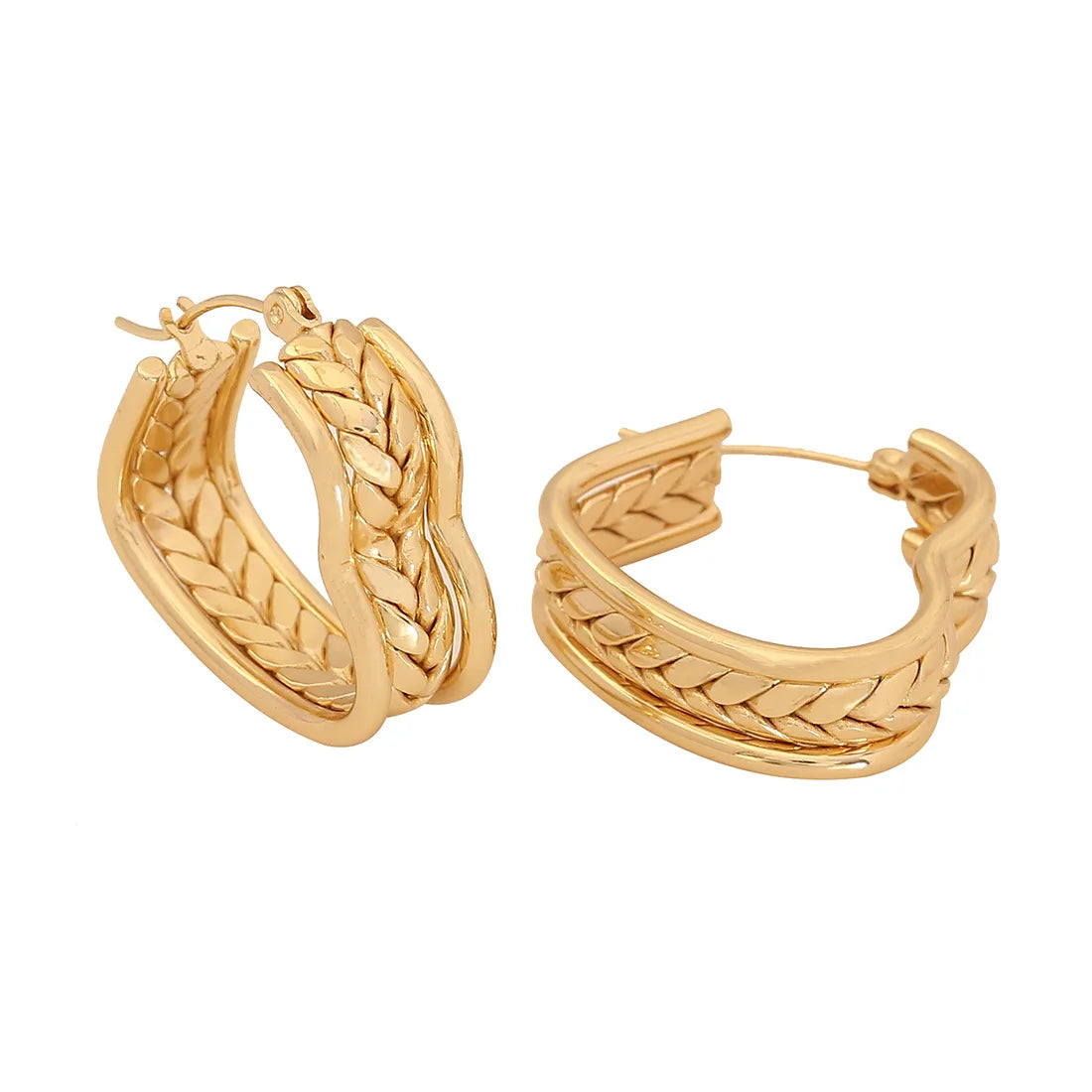 2026 New Trendy Women's Geometric Stainless Steel Earrings Gold Plated Heart Chic Knitting Party Charm Jewelry Earring for Women MegaBDM