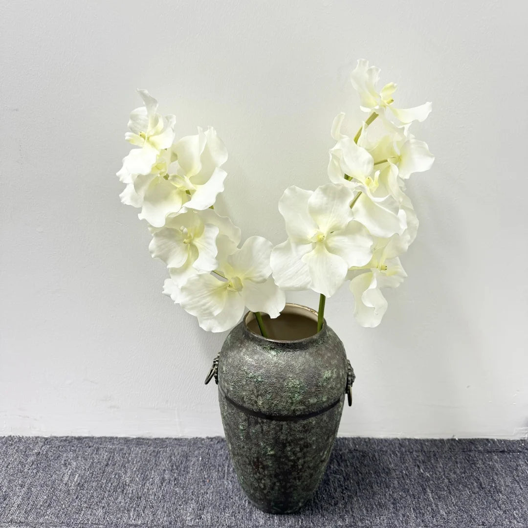 M584 White Orchid Vanda Handmade Artificial Silk Orchid Real Touch Latex for Home Wedding Decorative Floral Stem Mother's Day