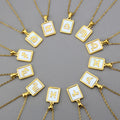 New Stainless Steel Jewelry Square Shell Necklace Simple Gold Personality Women Zodiac Necklace