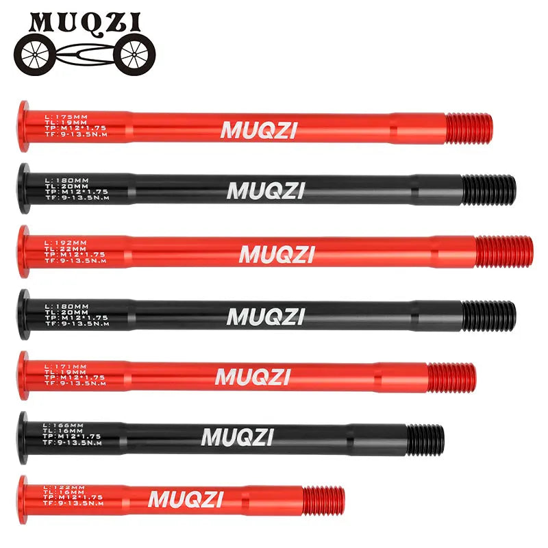 MUQZI 12mm Bike Thru Axle Skewer M12x122 12x166 12x171 12x175 12x180 12x192 Bicycle Shaft Front Rear Hub Skewers Thru Axle Lever