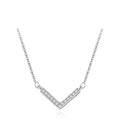 Minimalist Full Diamond Pendant Clavicle Chain 925 Sterling Silver Letter V-shaped Pendant Necklace for Women