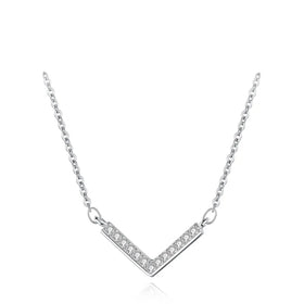 Minimalist Full Diamond Pendant Clavicle Chain 925 Sterling Silver Letter V-shaped Pendant Necklace for Women