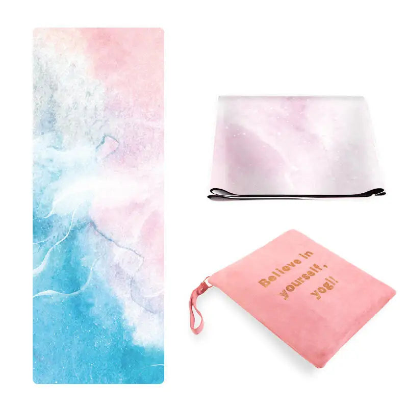 Premium Luxury Non Slip Travel Folding Set Pink Suede 1.5 Mm Thick Natural Rubber High Quality Custom Logo Foldable Yoga Mat