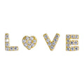 Fashion Jewelry 925 Sterling Silver Stud Earrings LOVE Letter Alphabet Diamond Zircon Gold Plated Stud Earrings for Women
