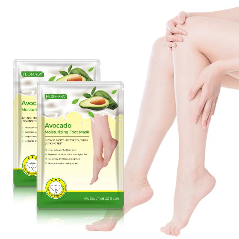 Wholesale OEM ODM Custom Best Pack Moisturizing Natural Non-woven Fabric Foot Mask Socks with Hyaluronic Acid & Vitamin C Liquid
