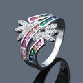 Micro-set Full Diamond Colorful Rainbow Zircon Rings CZ Butterfly Finger Rings for Women Luxury Finger Ring