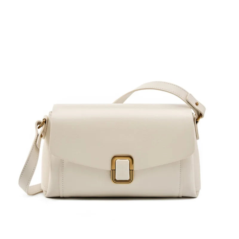 Women's Genuine Leather Single Shoulder Messenger Bag Candy Fashion Sling Crossbody Handbags Two Straps Customizable Logo