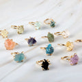 Zooying Gold and Silver  Natural Druzy Raw Healing Rough Stone Crystal Amethyst Gemstone  Ring for Women