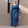New Muslim Islamic Clothing Abaya Dubai Plus Size Feather Edge Butterfly Sleeve Loose Women Maxi Dress