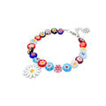 Fashion Daisy Flower Pendant Simple Elegant Color Glazed Beads Lampwork Multicolor Murano Glass Jewelry Bracelet