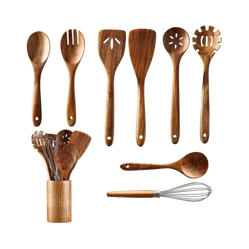 Wholesale Customization Selling 6-Piece Eco-Friendly Wooden Kitchen Utensils Set with Custom Logo