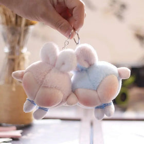 Cute Cartoon Plushies Stuffed Animal Toys Bunny Butt Keychain Bag Charm Pendant Kawaii Fluffy Rabbit Butt Plush Keychains Toys