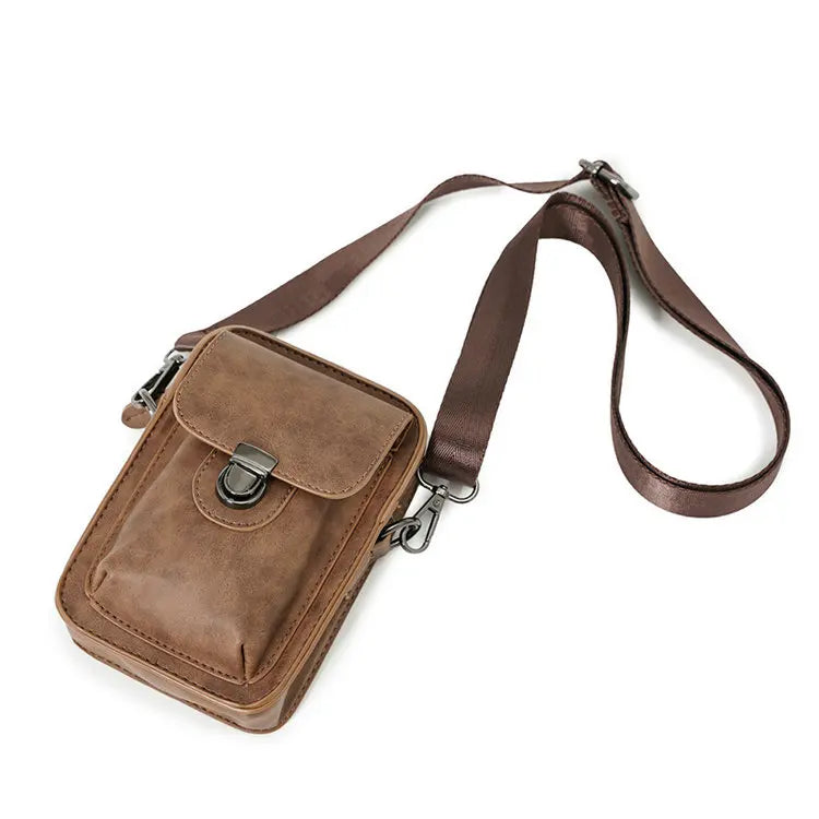 2024 New Small Mobile Phone Pu Leather Sport Side Chest Sling Crossbody Luggage Travel Shoulder Messenger Bag for Men Women