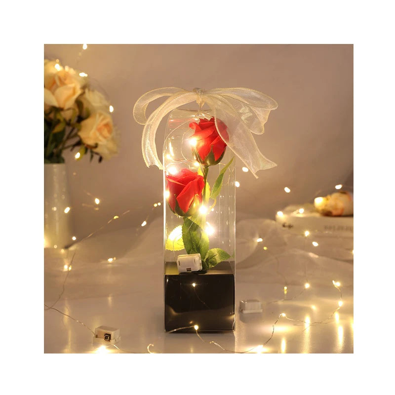 Wholesales Girls Led Light Artificial Flower Bouquet Valentins Rose Soap Flowers Mother Day Gift 2024