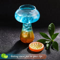 Creative Party 9oz Mushroom Shaped Transparent Drinking Goblet Glasses Gift Barware Hand Blown Clear Mushroom Cups for Cocktails