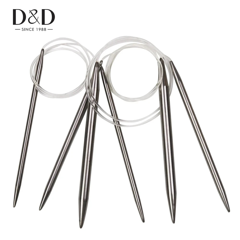 Set of 3 Circular Knitting Needles 4 6 10mm Stainless Steel Crochet Weaving Pins for DIY Sewing and Needlework