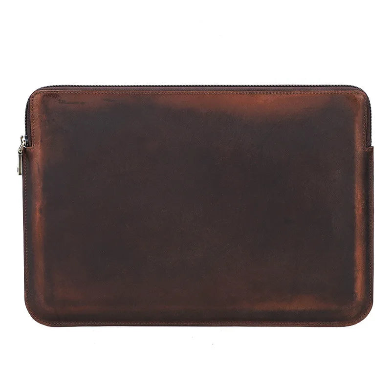 Vintage Crazy Horse Genuine Leather MacBook Pro 15.4 Inch Durable Business Portable Laptop Sleeve with Custom Logo Size Options