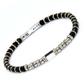 Factory Direct Sell Black Onyx Beads Stainless Steel Cuboid Adjustable Natural Stone Beaded Bracelet for Men