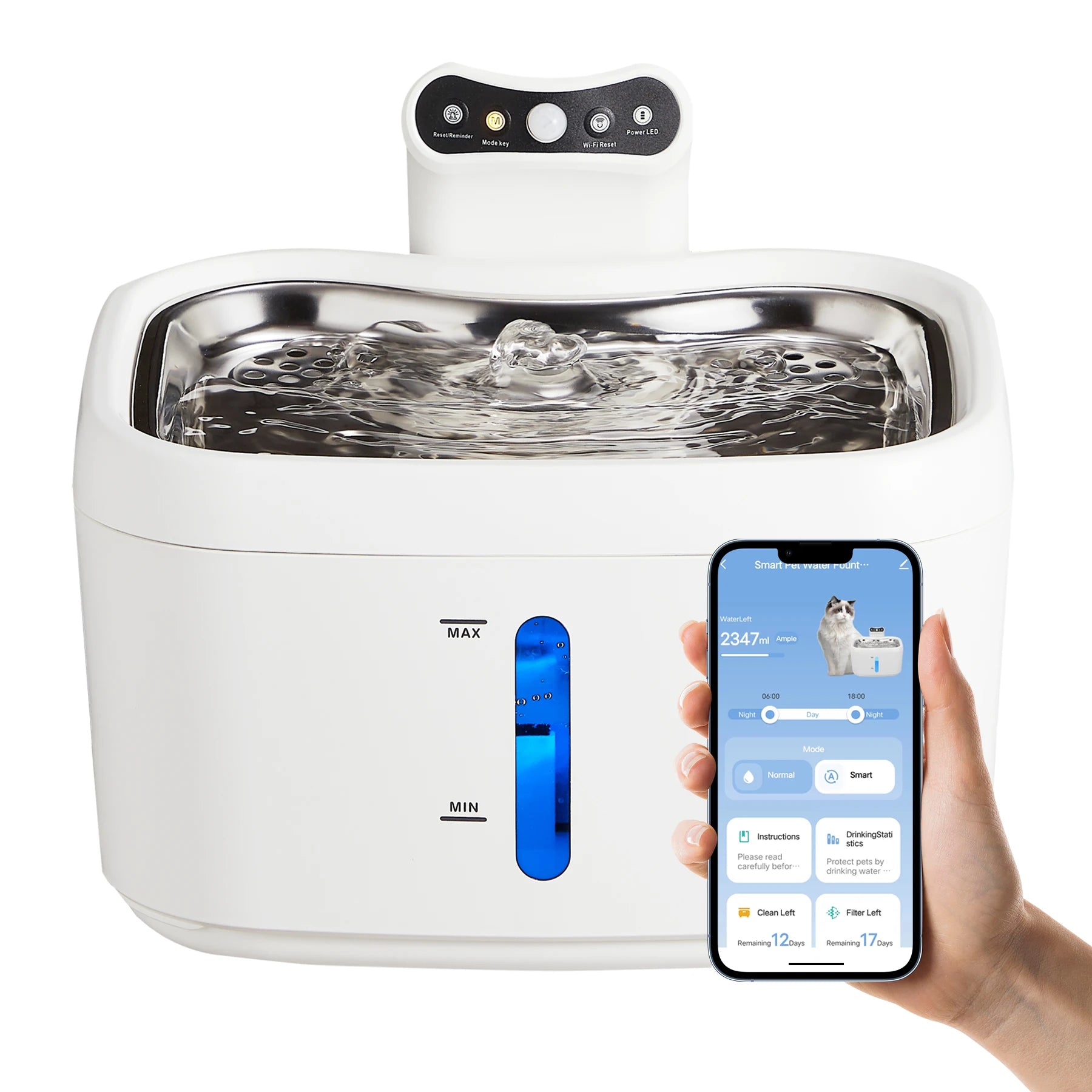 WiFi Mobile App Control Pet Water Dispenser Drinking Fountain for Cat and Dog Smart Cat Water Dispenser Fountain with Sensor